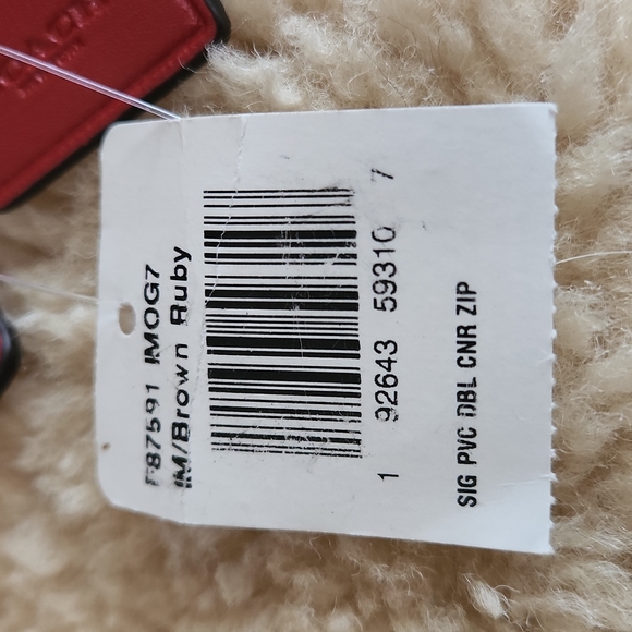 NWT Coach Double Corner Zip Brown/Ruby Signature Wristlet Bag ๐ - Picture 16 of 16